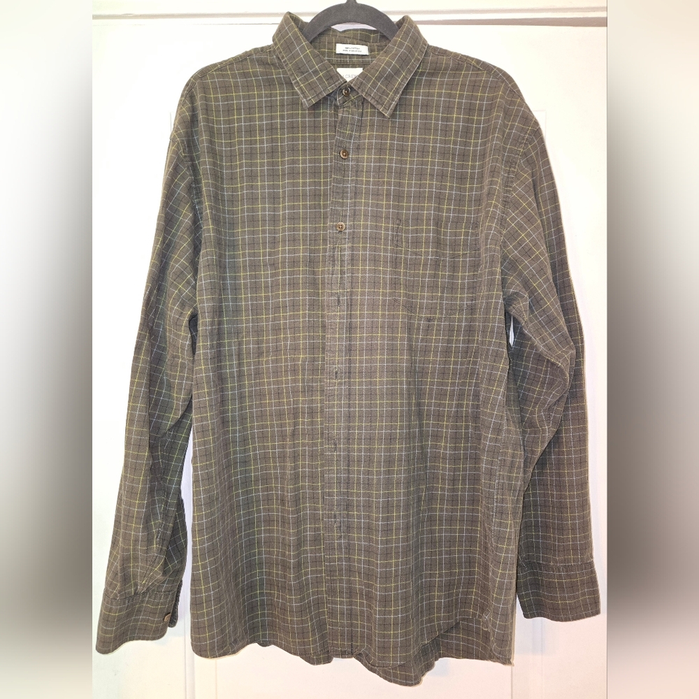 J. Crew Men's Green Checked Button Down Shirt XL
